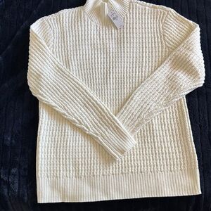 Cream Textured Knit Sweater
